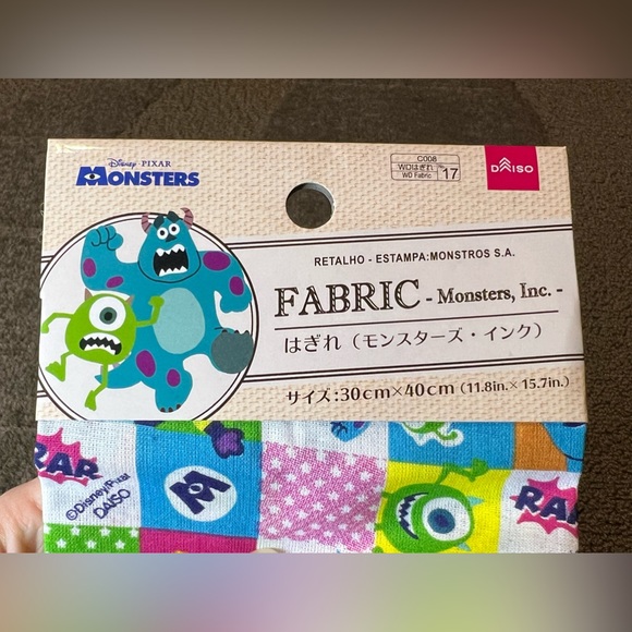 Disney Monsters Inc Cloth Fabric Square Sewing Crafts Japan Exclusive Official - Picture 3 of 6